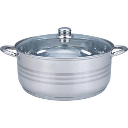 Cacerola de Acero Inoxidable con Tapa de Vidrio 6.5 Litros 28 cm Tab and Kit
