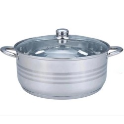 Cacerola Mediana de Acero inoxidable con Tapa de Vidrio de 14 Litros de 36 cm Inducción Tab and Kit
