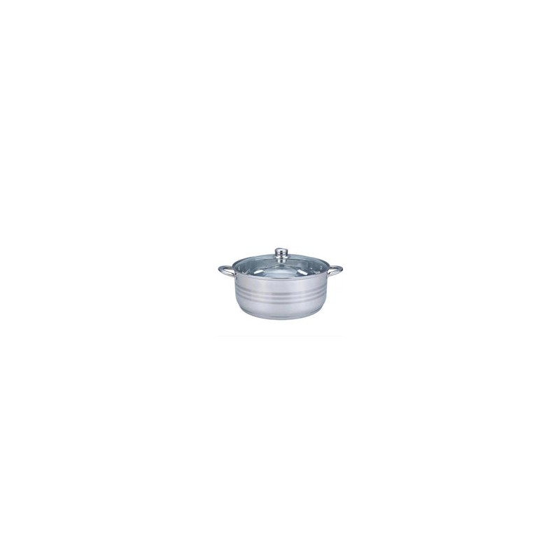 Cacerola Mediana de Acero Inoxidable con Tapa de Vidrio de 17 Litros de  38 cm Inducción Tab and Kit