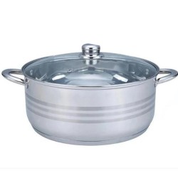 Cacerola Mediana de Acero Inoxidable con Tapa de Vidrio de 17 Litros de  38 cm Inducción Tab and Kit