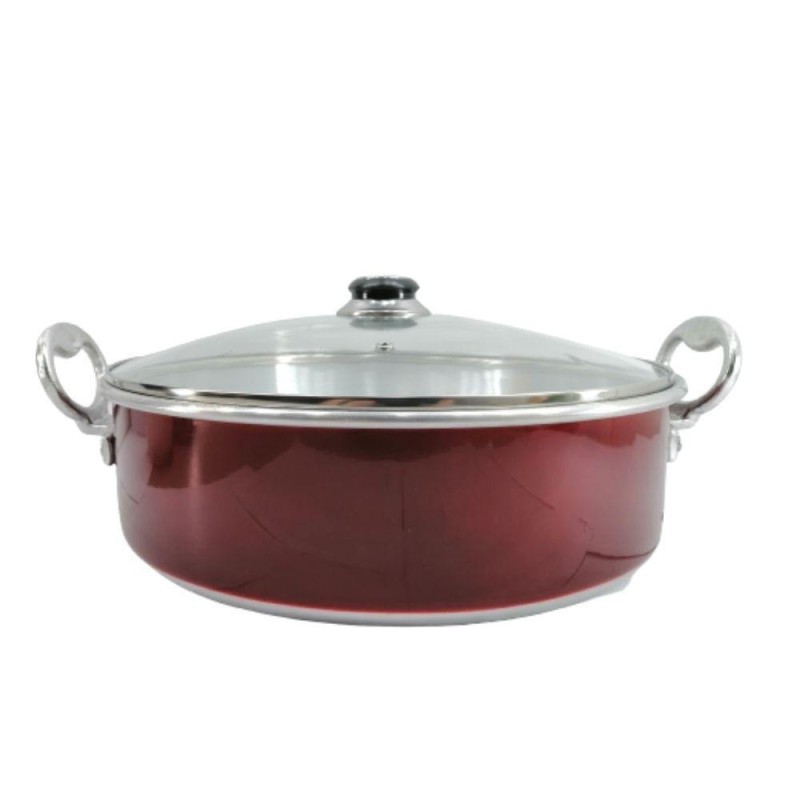 Cocotte En Aluminium Foncé Rouge - Diamètre 14 Cm - Marque Lacor - Fabrication Espagnole - Pour Cuisson Quotidienne