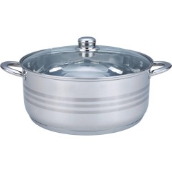 Cacerola Chica de Acero Inoxidable con Tapa de Vidrio de 2 litros 20.5 cm Inducción Tab and Kit