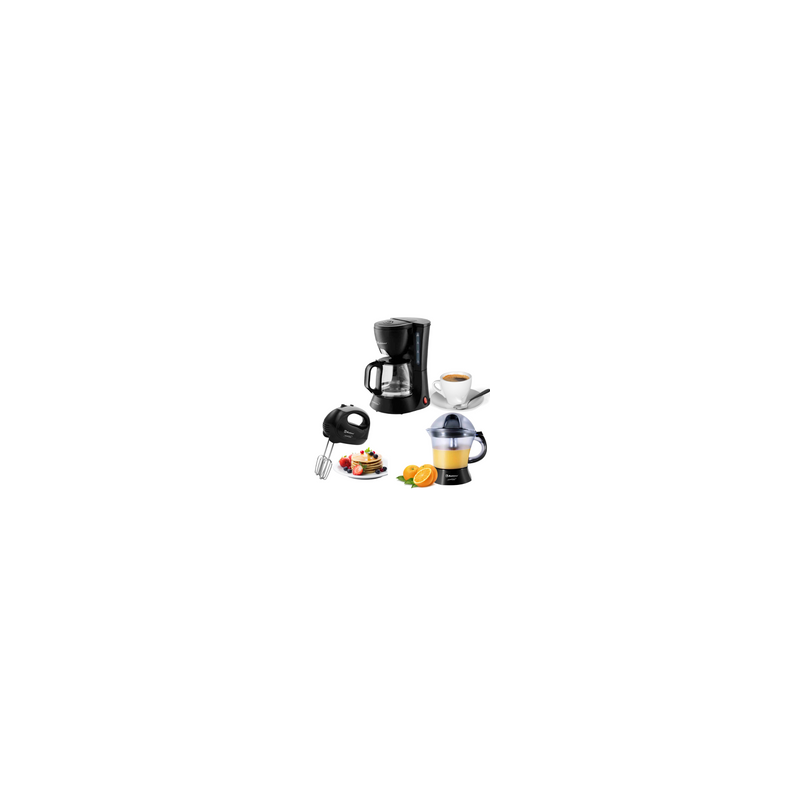 Kit de Electrodomésticos Koblenz Exprimidor con Batidora Gratis una Cafetera de 4 Tazas Kitchen Magic Negro