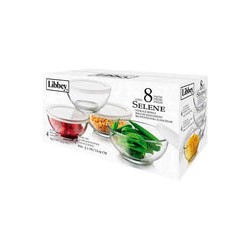 Juego de 4 Recipientes de Vidrio Tipo Bowl con Tapa de Plástico 435 ml Lunita Libbey