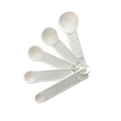 Juego de 5 Cucharas Medidoras de Plástico Prácticas Color Blancas Metaltex