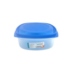 Recipiente Cuadrado 1.5 Litros 19 cm de Plástico con Tapa Azul Ferplast