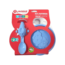 Juego Infantil Recipiente con Tapa y Cuchara de Plástico 2 piezas Azul Jaguar