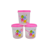 Juego de 3 Recipientes Chicos Redondos de Plástico 295 ml con Tapa y Cuchara Flores Tab and Kit