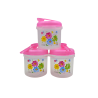 Juego de 3 Recipientes Chicos Redondos de Plástico 450 ml con Tapa y Cuchara Flores Tab and Kit