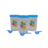 Juego de 3 Recipientes Chicos Redondos de Plástico 250 ml con Tapa y Cuchara Flores Tab and Kit